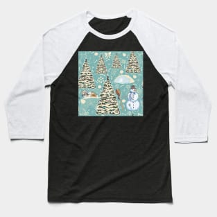 Snowman winter Pattern Baseball T-Shirt